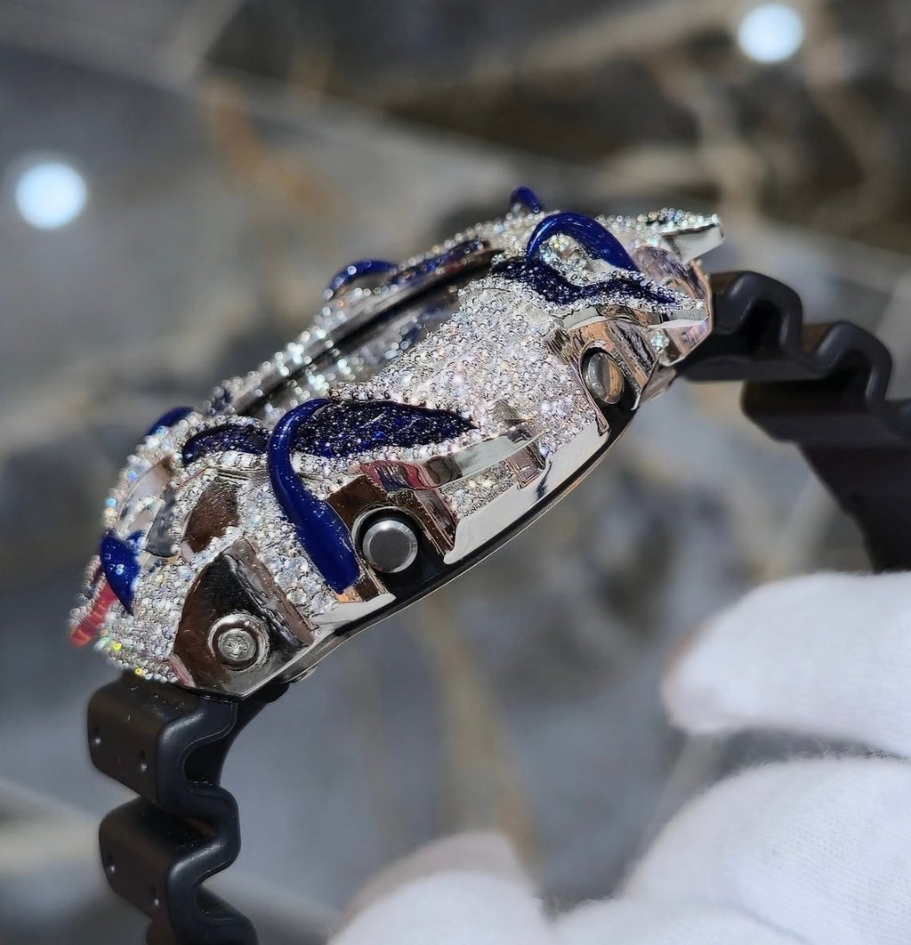 1:1 Iced Out Blue Tiger Scratch Shocker Wrist Bling