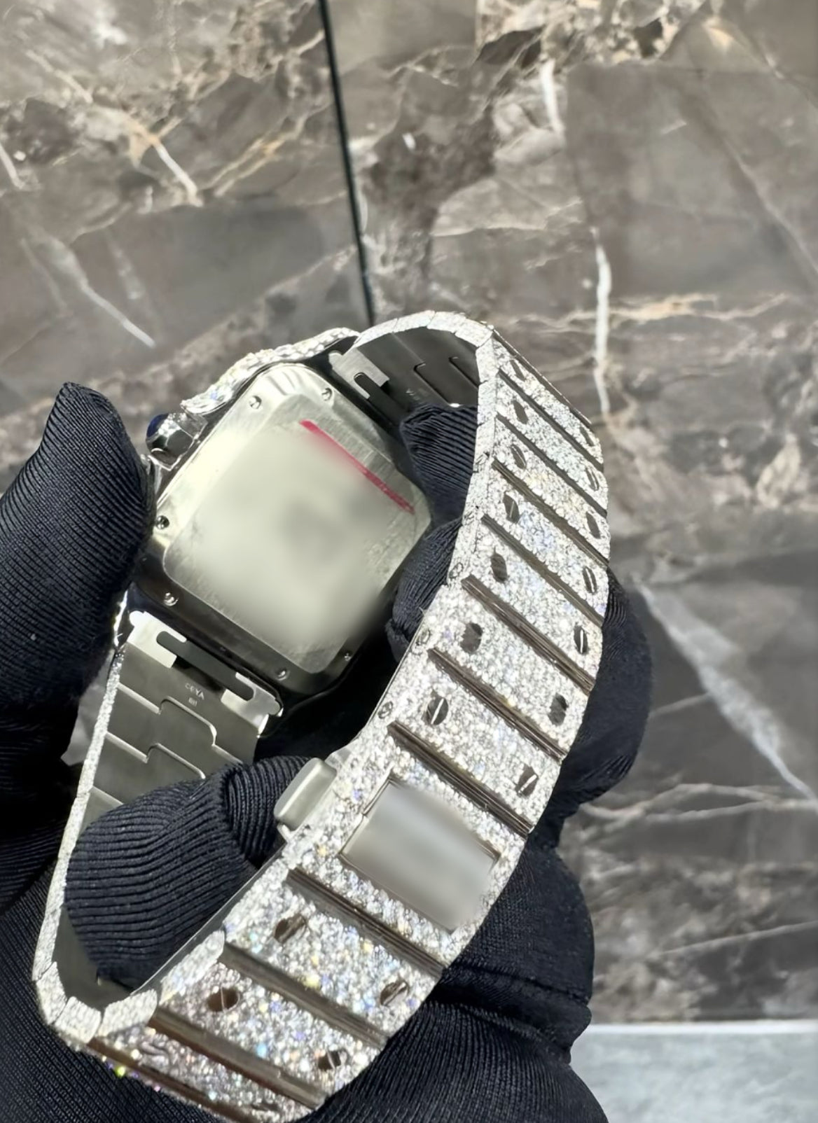 1:1 Iced Out Blue Dial Wrist Bling