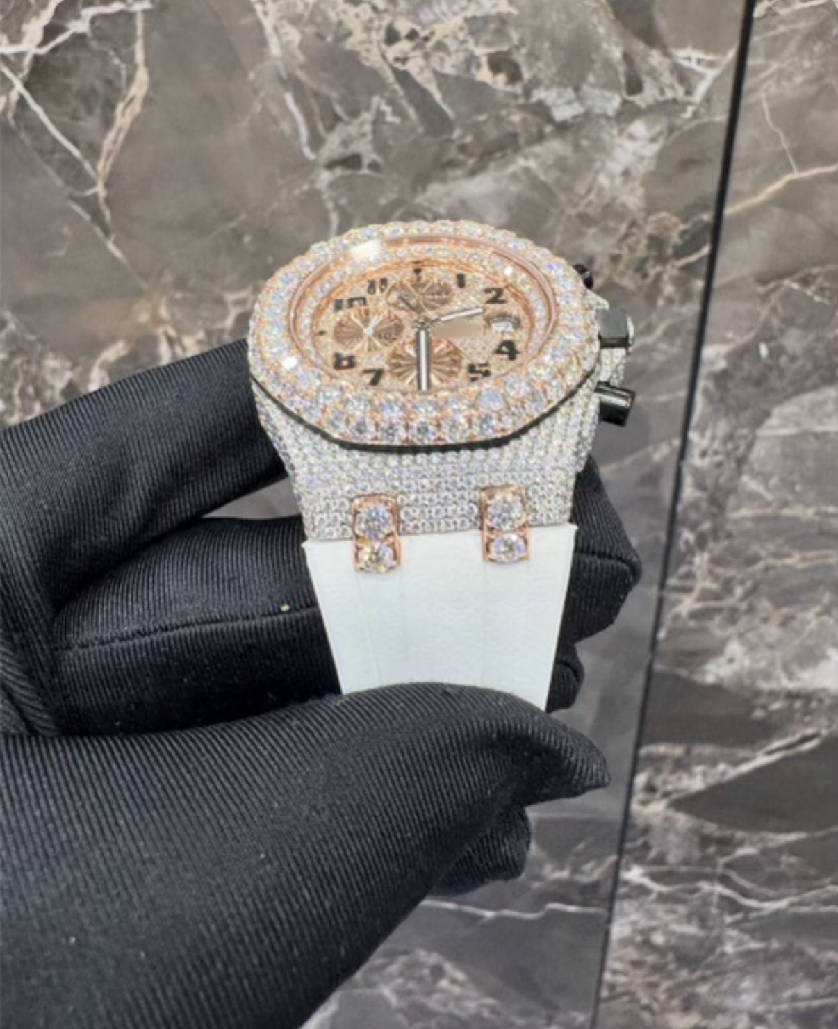 1:1 ICED OUT WHITE BAND WRIST BLING