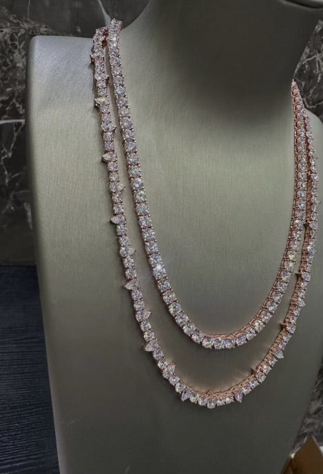 1:1 Iced Out Rose Gold Pointy Stone Neck Bling