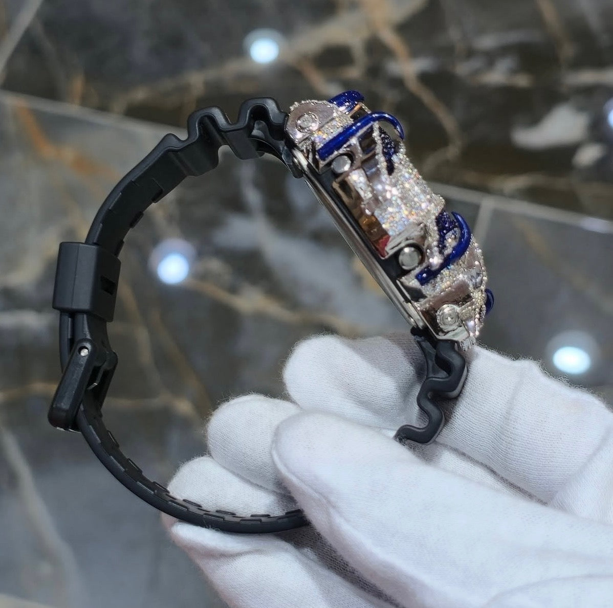 1:1 Iced Out Blue Tiger Scratch Shocker Wrist Bling