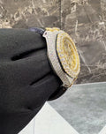 1:1 GOLD ICED OUT BLACK BAND WRIST BLING