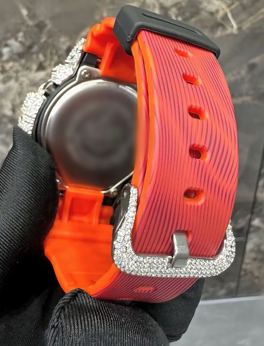1:1 Iced Out Orange Shocker Wrist Bling