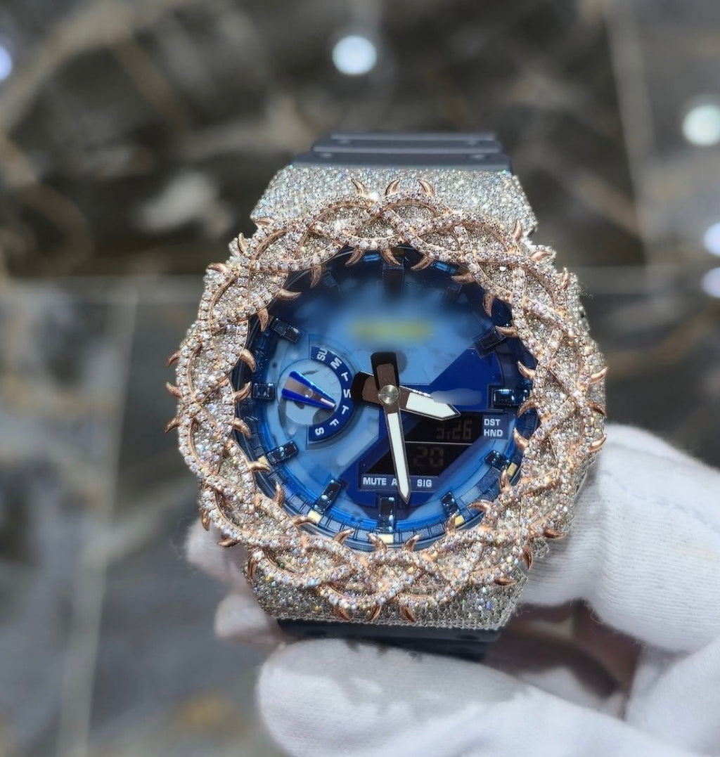 1:1 Iced Out Blue Face Thorn Shock Wrist Bling